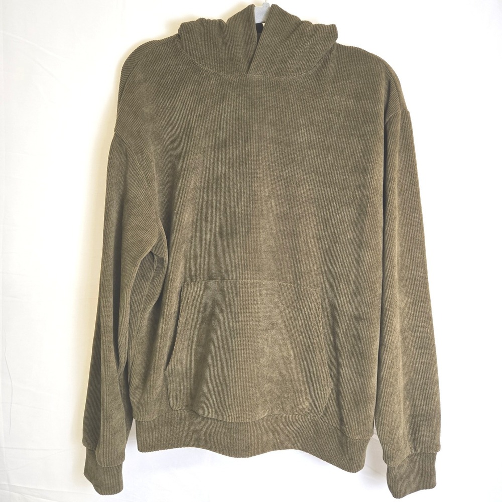 Negative Space Corduroy Pullover‎ Hoodie Brown Grunge Y2K Boho Hippie Small